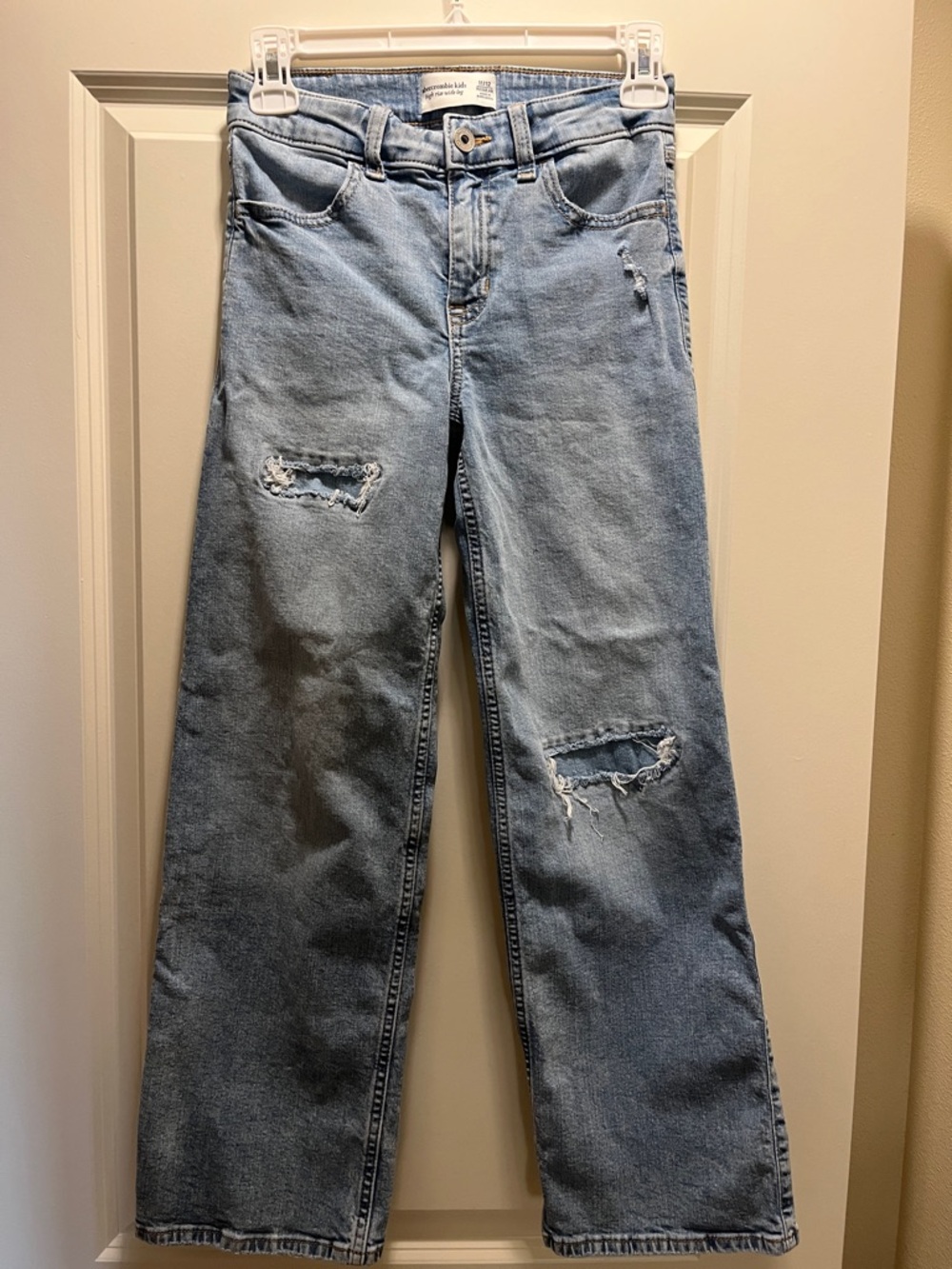 Abercrombie High Rise Wide Leg Distressed Jean
